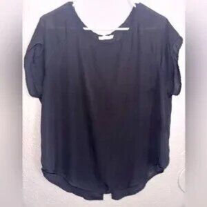 Black see thru blouse lace top large ladies vintage